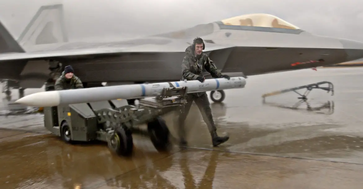 M120 AIM-9 missile and an F-22A Raptor