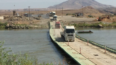 Fishkhabur Simalka border crossing pontoon bridge