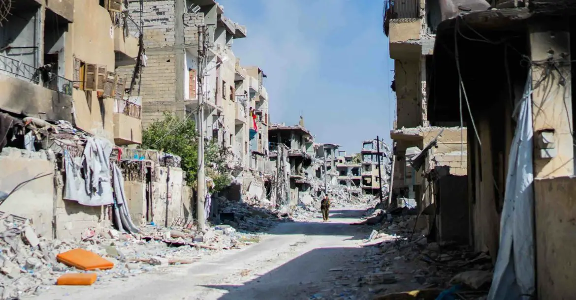 Raqqa city destruction