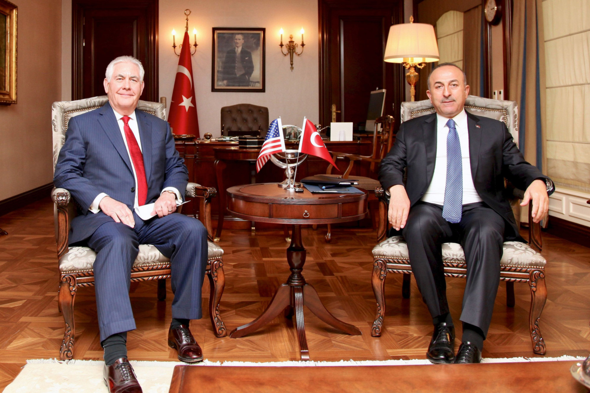 US Secretary of State Rex Tillerson meets Turkish foreign minister Mevlüt Çavuşoğlu