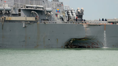 USS John S. McCain damaged