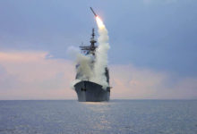 USS Cape St. George launches a Tomahawk cruise missile