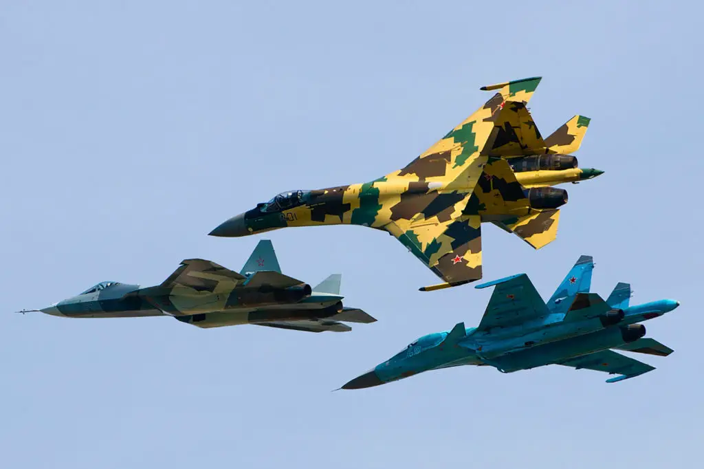 Russian Su-35S, Su-34 and T-50