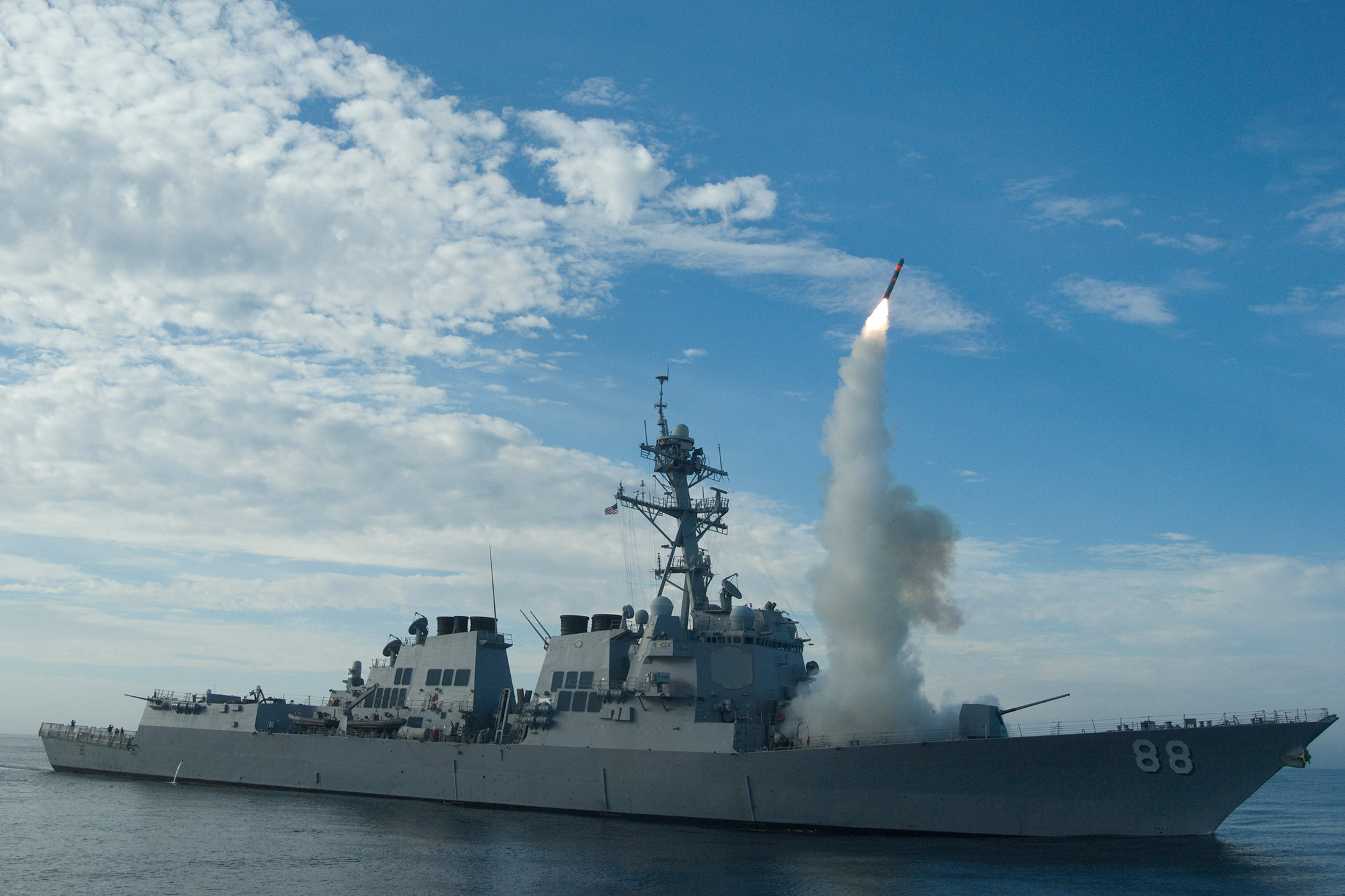 USS Preble fires a Tomahawk cruise missile