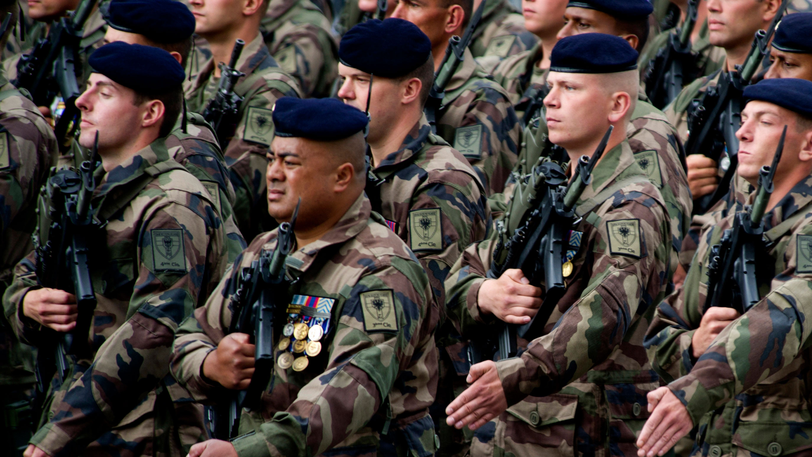 French troops parade on Bastille Day