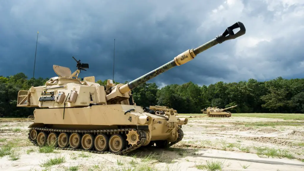 US Army M109A6 Paladin howitzers