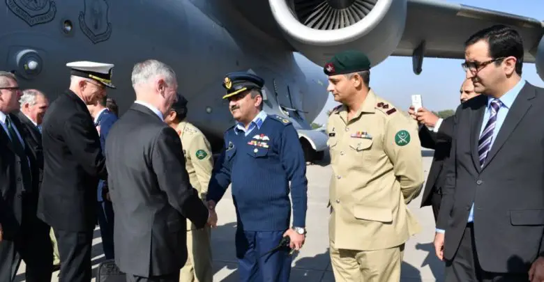US Defense Secretary Jim Mattis arrived in Pakistan
