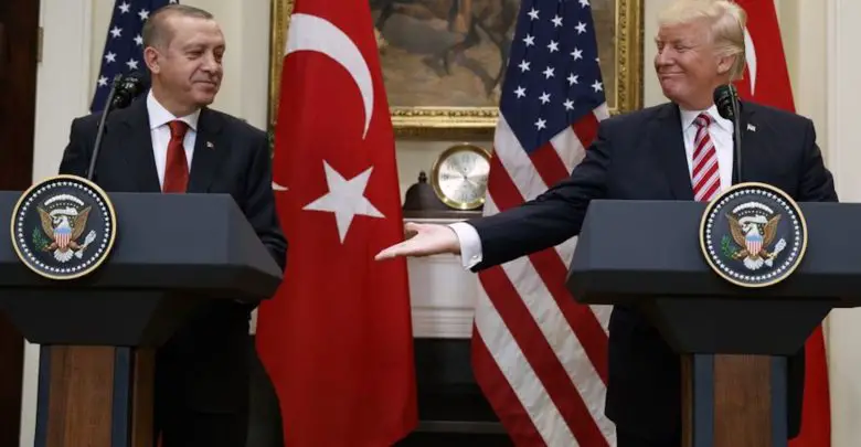 Trump and Erdogan shake hands