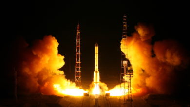 Proton-M rocket lifts off with the Blagovest 11L satellite
