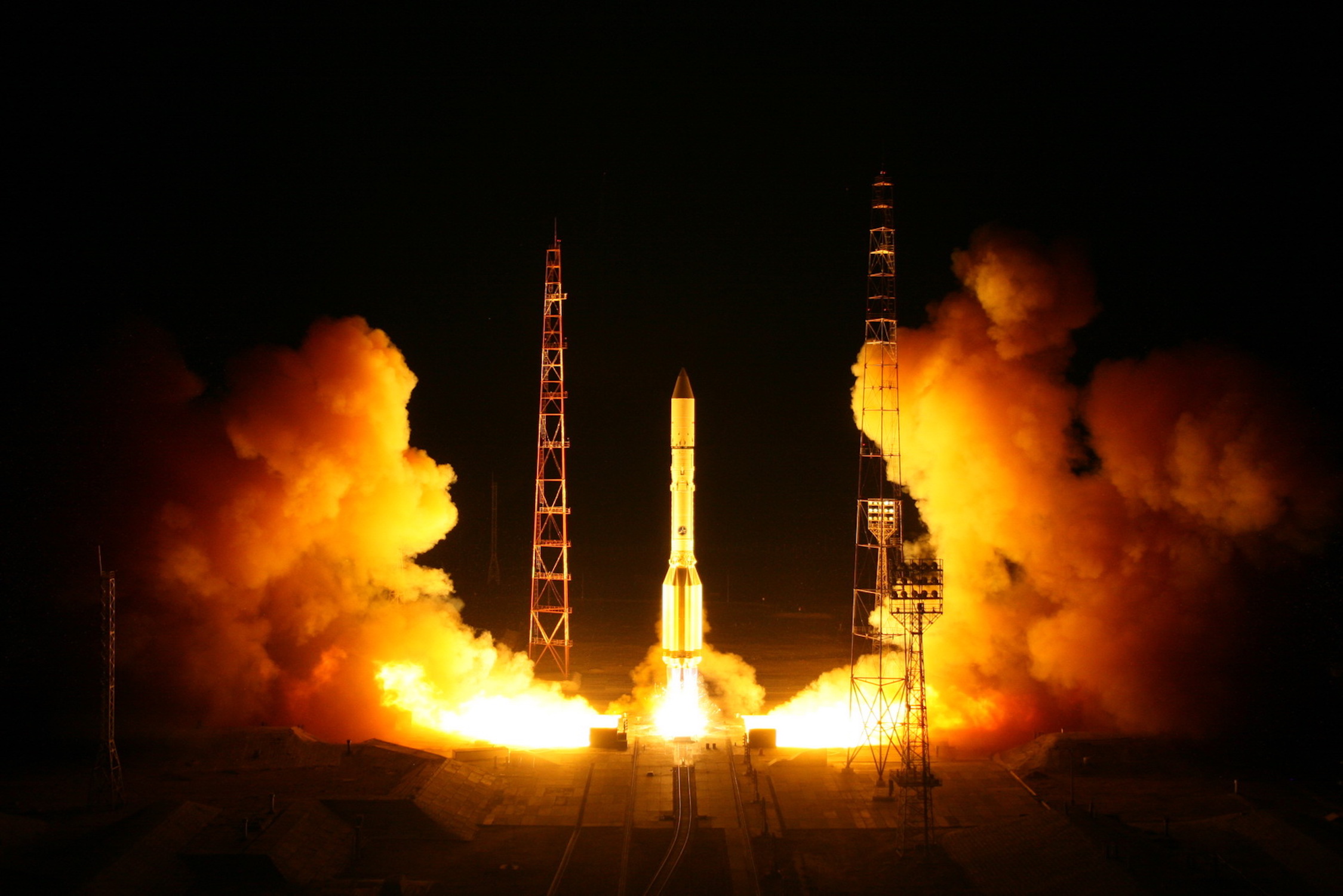 Proton-M rocket lifts off with the Blagovest 11L satellite