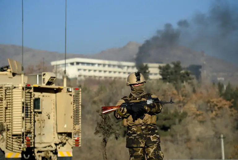 Afghan soldier on guard in Kabul