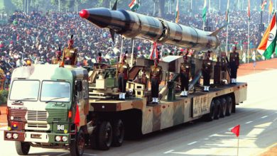 India Agni-II ballistic missile on launcher