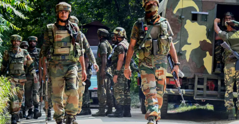 Indian Army soldiers on patrol in Kashmir