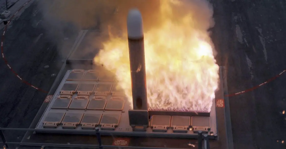 Tomahawk cruise missile launch from Mk 41 Vertical Launching System