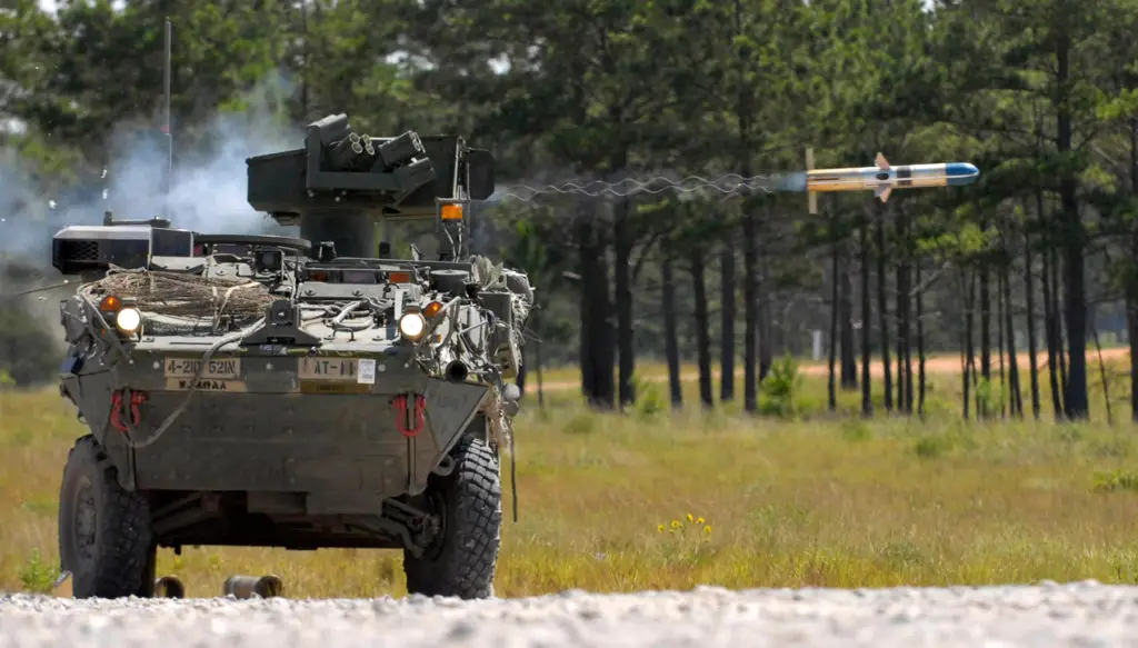 Stryker fires BGM-71 TOW anti-tank missile