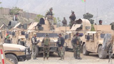 Afghan troops in Kosht province after a cross-border gunfight with Pakistani security forces