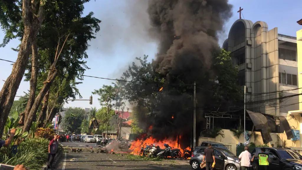 Explosion at Pentecost church, Surabaya, Indonesia