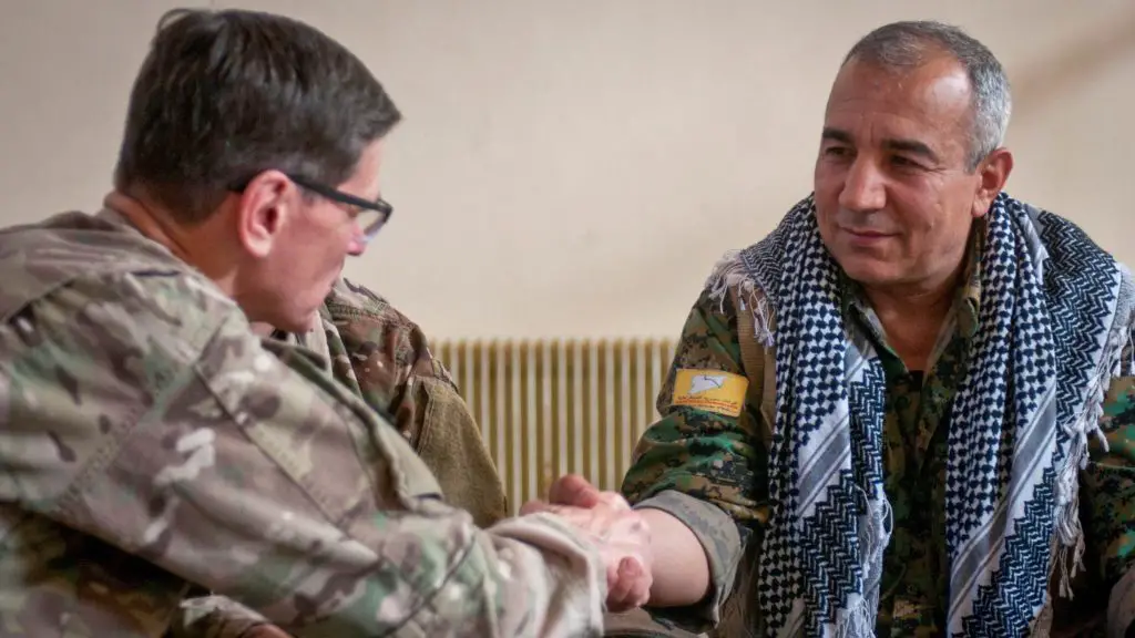 US Army General Votel meets SDF General Chiya