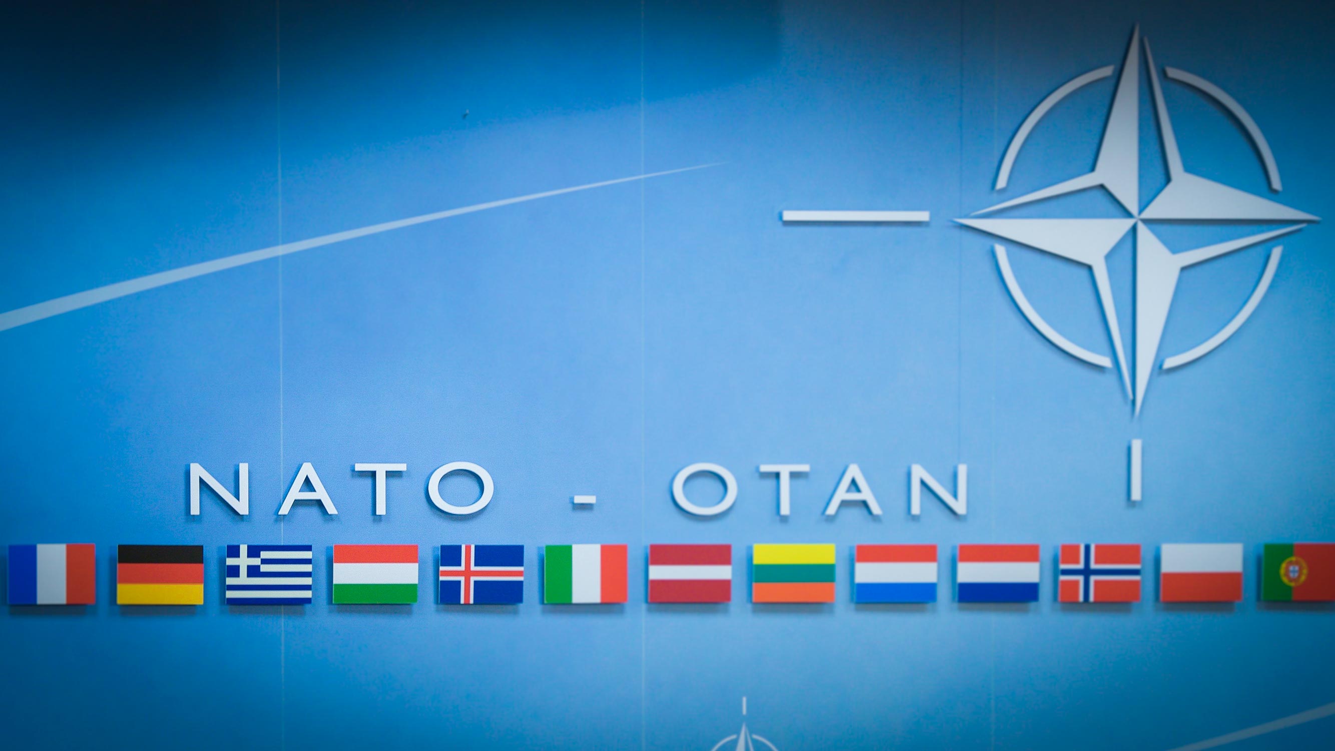 NATO flag backdrop