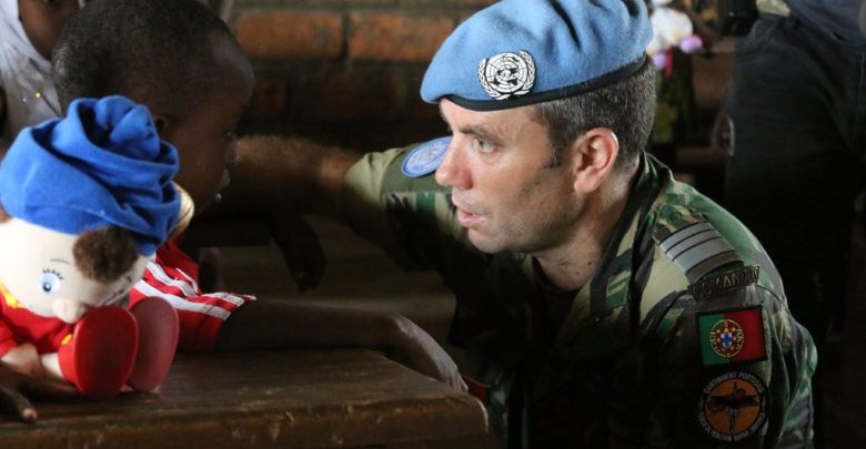 Portuguese solider with Minusca, the UN peacekeeping mission in the Central African Republic