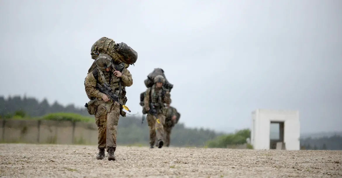 British Paratroopers training alongside NATO counterparts during the multi-national Exercise Swift Response in Germany in June 2016.