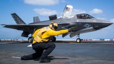 US Marine Corps F-35 launches from USS Essex