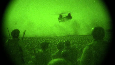 Afghan Special Security Forces and U.S. Special Operations Forces await exfiltration after night raids on compounds used by Taliban irreconcilables to plan and facilitate attacks in western Balkh province