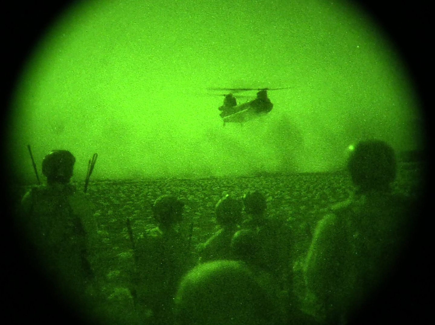 Afghan Special Security Forces and U.S. Special Operations Forces await exfiltration after night raids on compounds used by Taliban irreconcilables to plan and facilitate attacks in western Balkh province