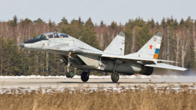 Russian MiG-29 UB landing