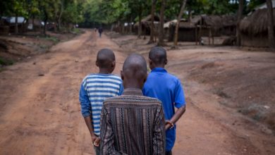 Three former child soldiers at Elevage camp in Bambari, Central African Republic