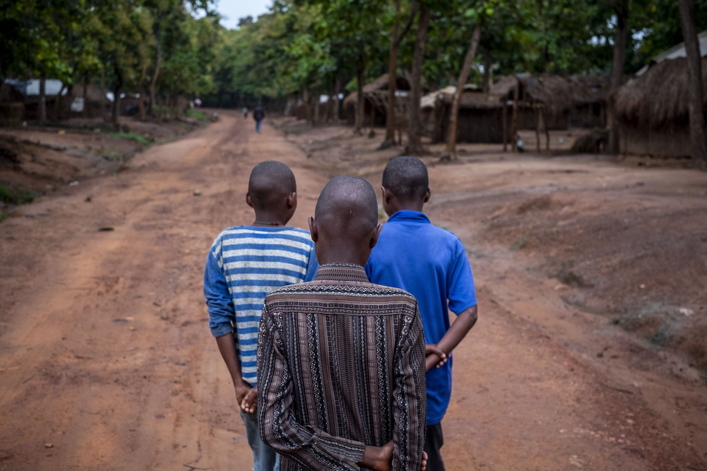 Three former child soldiers at Elevage camp in Bambari, Central African Republic