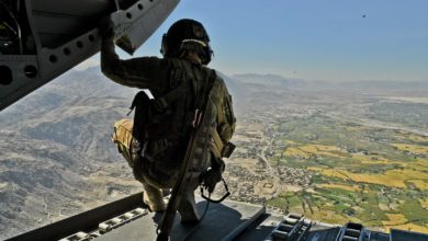 US Army soldier over Afghanistan