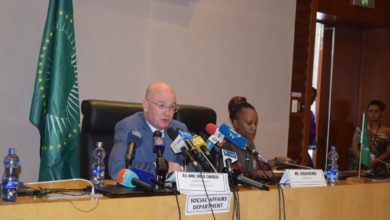 Ambassador Smail Chergui answering a question during his press conference