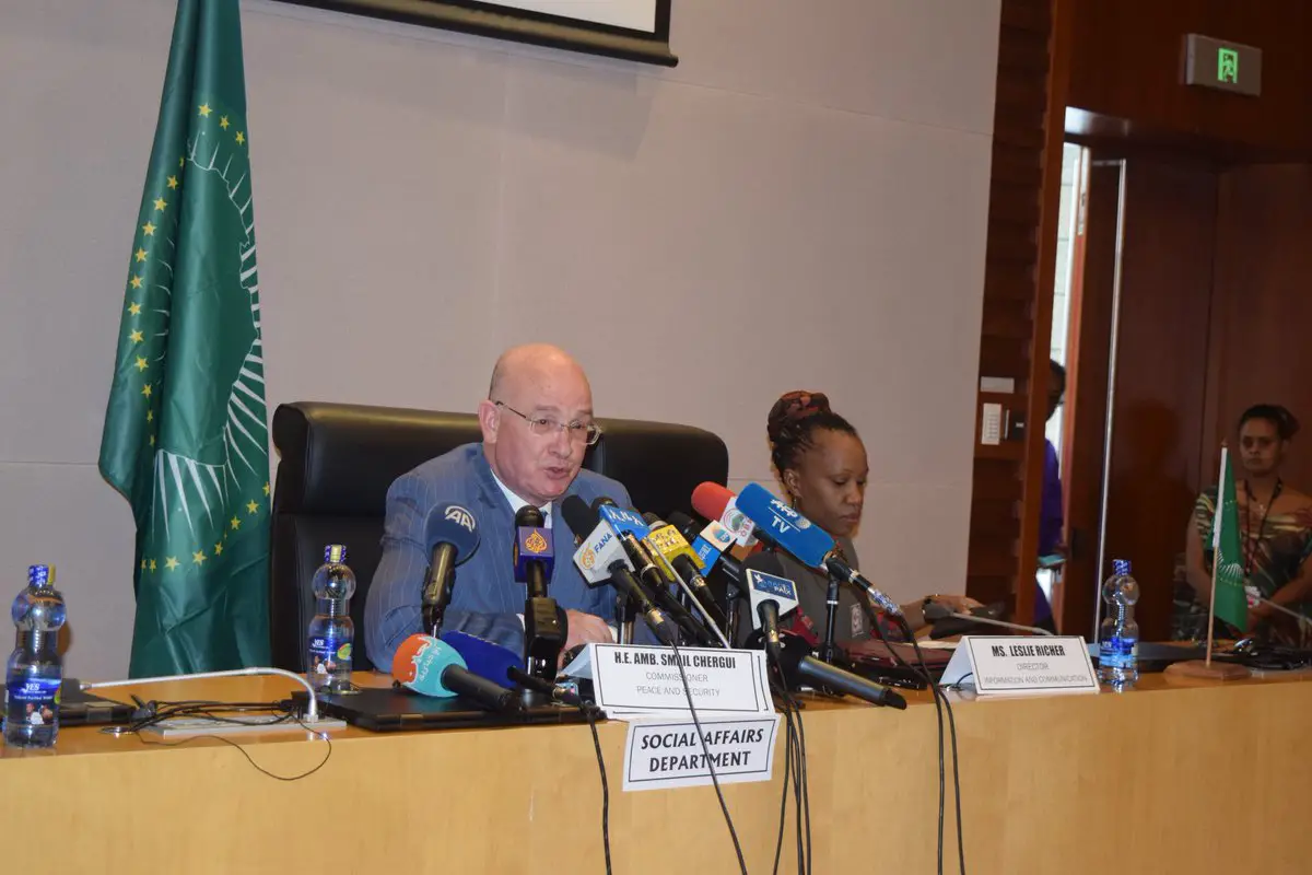 Ambassador Smail Chergui answering a question during his press conference