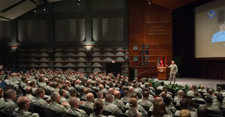 General Mark A. Welsh, III, 20th Chief of Staff of the US Air Force, addresses faculty, staff and students