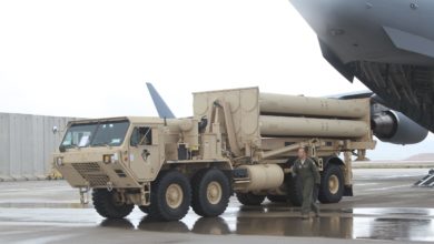 A US Air Force Airmen offloads a THAAD system in Israel