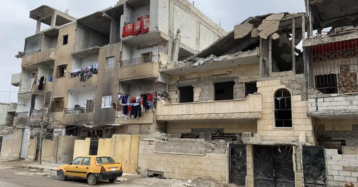 Ruined Raqqa, Syria building