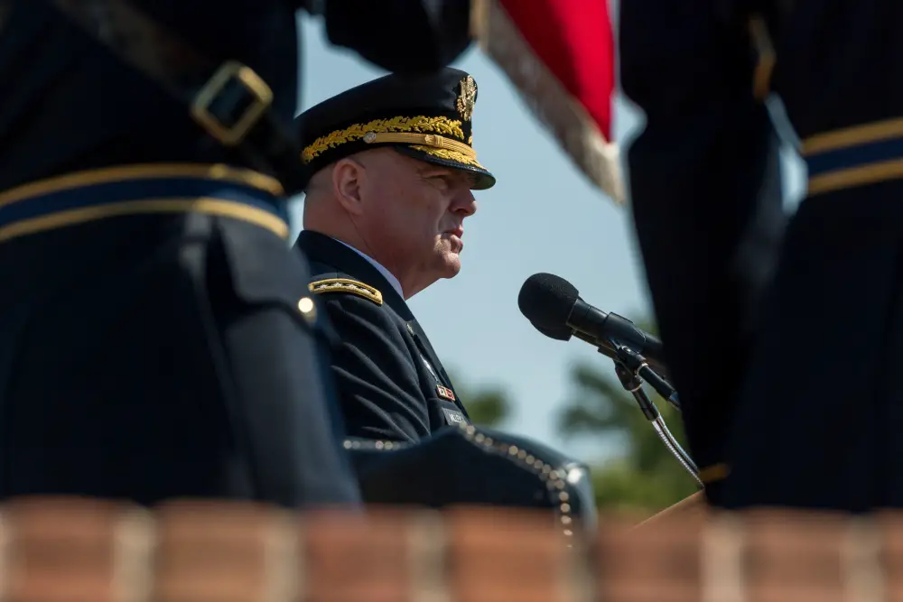 General Milley speaks during Chief of Staff change of responsibility ceremony