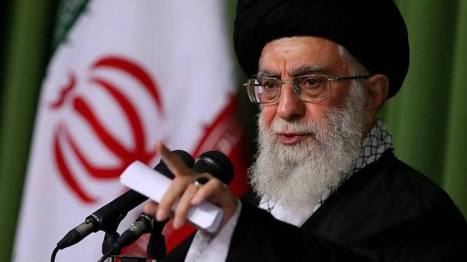 Iran’s supreme leader, Ayatollah Ali Khamenei, speaks during a ceremony in Tehran