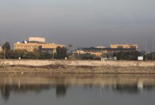 A general view shows the US embassy across the Tigris river in Iraq's capital Baghdad on January 3, 2020.