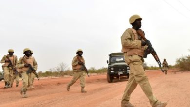 Burkina Faso's armed forces, pictured during training, have carried out security sweeps in an attempt to stem jihadist violence.