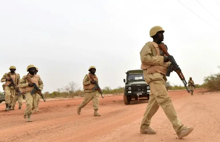 Burkina Faso's armed forces, pictured during training, have carried out security sweeps in an attempt to stem jihadist violence.