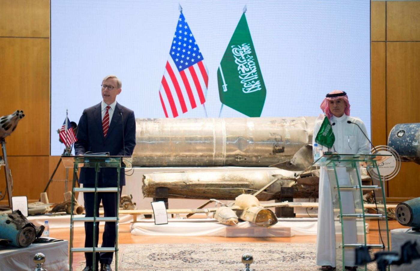 US Special Representative for Iran Brian Hook and Saudi Foreign Minister Adel al-Jubeir.
