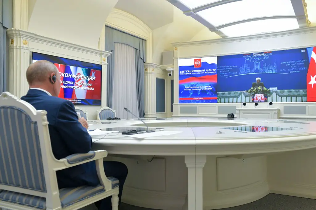Russian President Putin video conferencing
