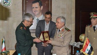 Chief of Iran's Armed Forces Major General Mohammed Bagheri and Syrian Defense Minister Ali Ayoub in Damascus.
