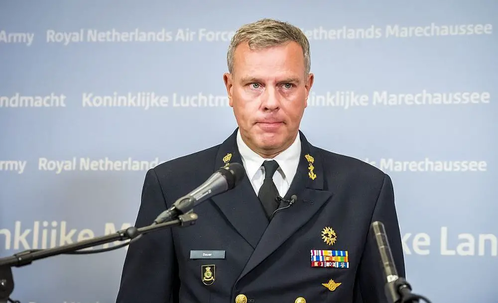Lieutenant Admiral Rob Bauer Chief of Dutch Defence attends a press conference at the Ministry of Defence in The Hague, Netherlands July 20, 2020 regarding a Dutch army helicopter crash in the Caribbean.