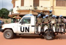 A vehicle of the UN peacekeeping mission in Central African Republic on December 9, 2014.