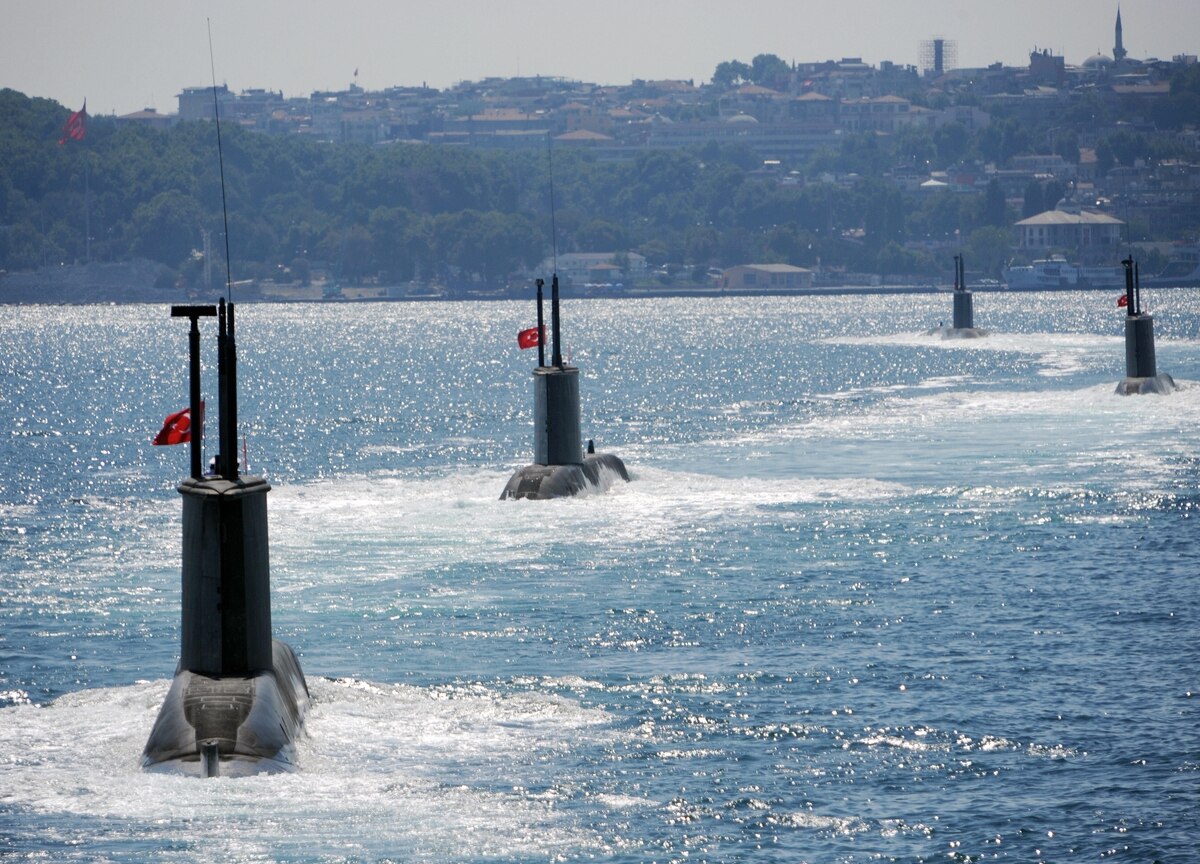 Turkish submarines line up.