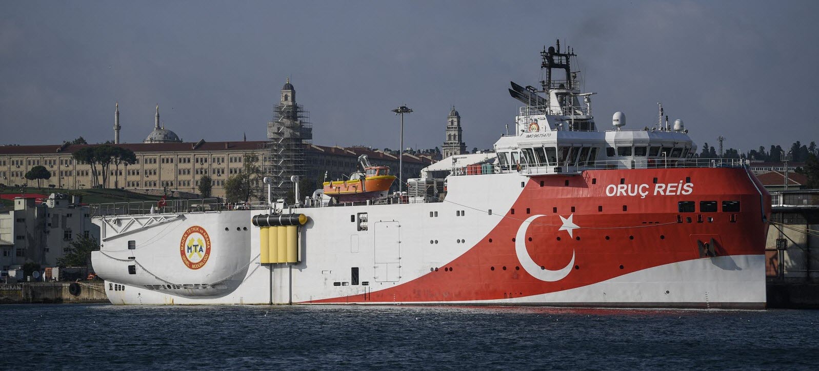 The Turkish research vessel Oruc Reis operated for subsea geophysical exploration.