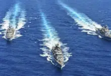 Greek Hydra-class frigates take part in a military exercise in the eastern Mediterranean on August 26, 2020